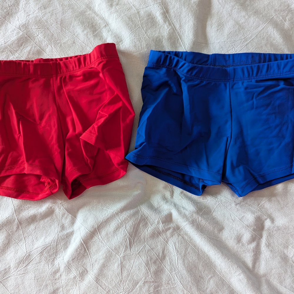Red, Blue, Neon Green Athletic Shorts